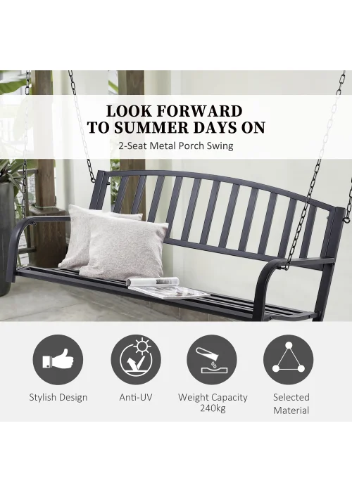 Outsunny 2 Seater Outdoor Swing Bench (127cm x 60cm x 53cm) - One Size Image 4