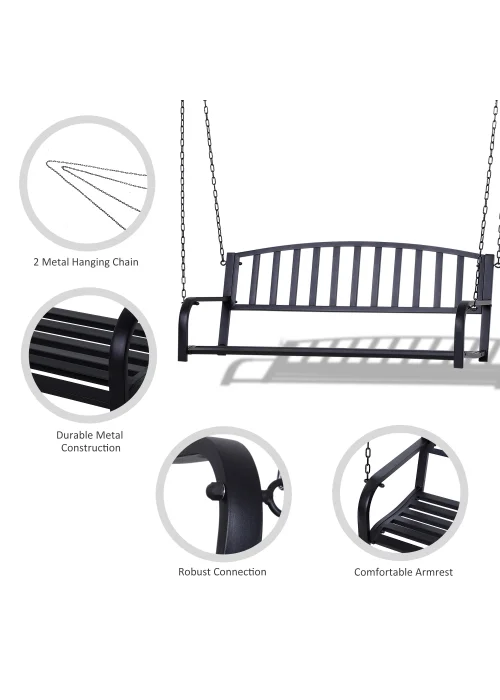 Outsunny 2 Seater Outdoor Swing Bench (127cm x 60cm x 53cm) - One Size Image 5