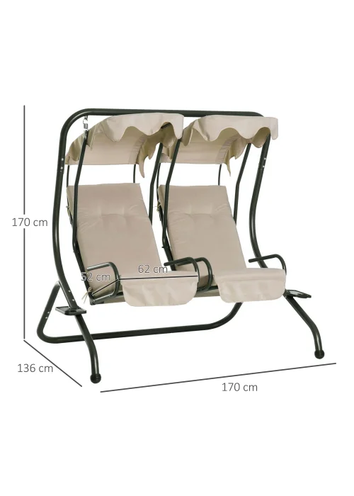 Outsunny 2 Seater Garden Swing Chair (170cm x 136cm x 170cm) - One Size Image 3