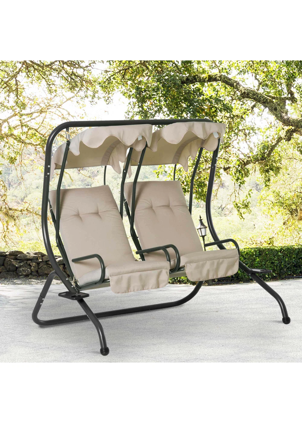 Outsunny 2 Seater Garden Swing Chair (170cm x 136cm x 170cm) - One Size Image 2