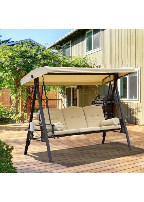 Outsunny 3 Seater Garden Swing Chair Outdoor Hammock Bench with Adjustable Canopy - No Size Image 1