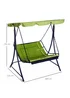 Outsunny 2 Seater Garden Swing Seat Bed, Sun Lounger with Adjustable Canopy Green - One Size Image 3