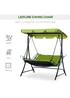 Outsunny 2 Seater Garden Swing Seat Bed, Sun Lounger with Adjustable Canopy Green - One Size Image 5