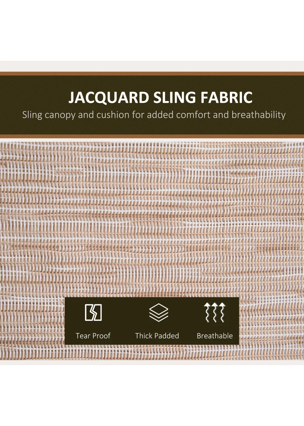 Outsunny 3 Seater Garden Swing Seat Outdoor Swing Chairs Patio Bench - Beige - One Size Image 5