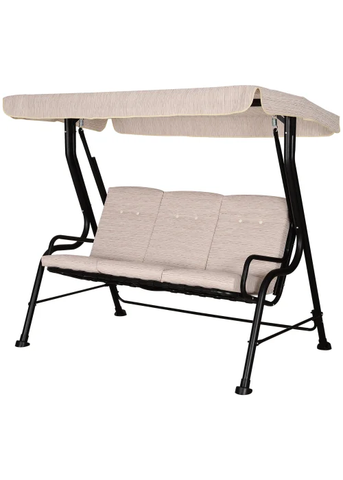 Outsunny 3 Seater Garden Swing Seat Outdoor Swing Chairs Patio Bench - Beige - One Size Image 2