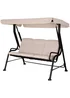 Outsunny 3 Seater Garden Swing Seat Outdoor Swing Chairs Patio Bench - Beige - One Size Image 2