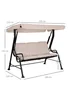 Outsunny 3 Seater Garden Swing Seat Outdoor Swing Chairs Patio Bench - Beige - One Size Image 3