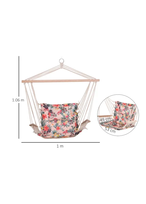 Outsunny Garden Outdoor Hanging Hammock Chair Thick Rope Multicoloured stripes - No Size Image 3