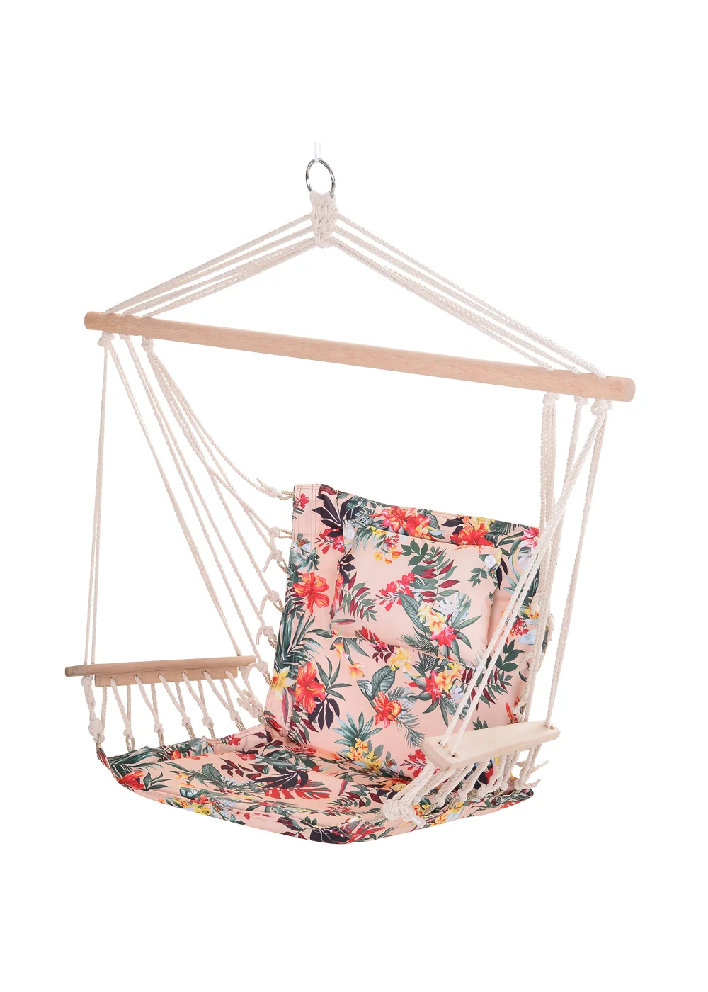 Outsunny Garden Outdoor Hanging Hammock Chair Thick Rope Multicoloured stripes - No Size Image 1