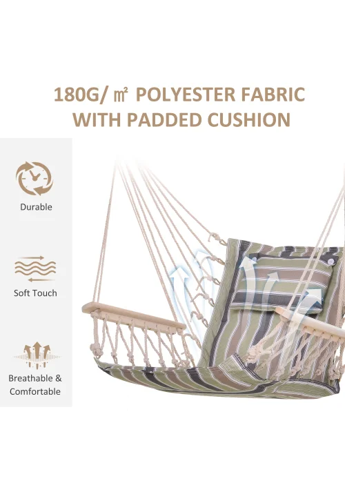 Outsunny Garden Outdoor Hanging Hammock Chair Thick Rope Multicoloured stripes - No Size Image 5