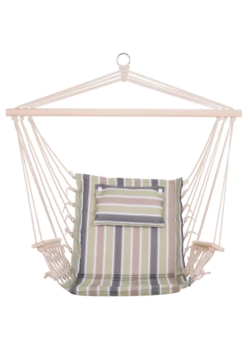 Outsunny Garden Outdoor Hanging Hammock Chair Thick Rope Multicoloured stripes - No Size Image 1