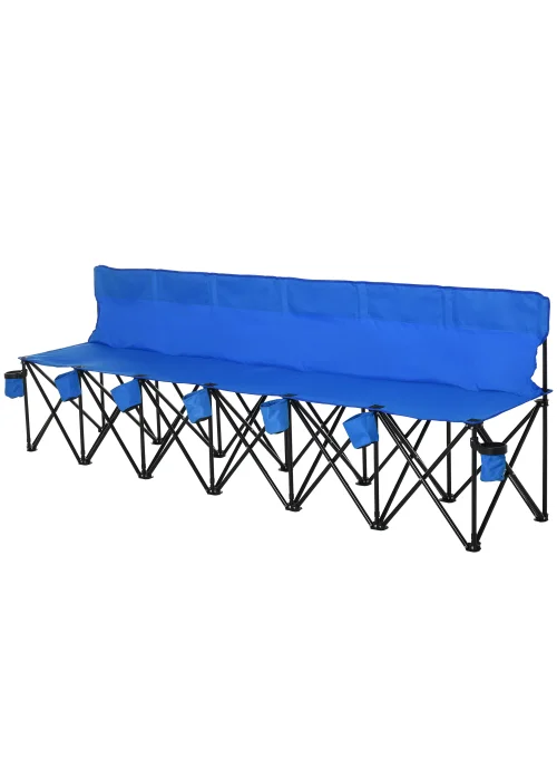 Outsunny 6 Seater Folding Bench, Outdoor Camping Chair Portable Sports Spectator Chair - No Size Image 2