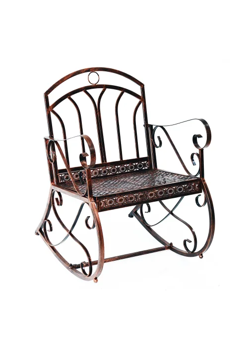 Outsunny Metal Single Chair 1 Seater Garden Outdoor Rocking Chair Vintage Style Bronze - No Size Image 2