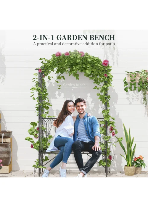 Outsunny Arbour Garden Bench Rose Trellis Arbour Pergola - No Size Image 4