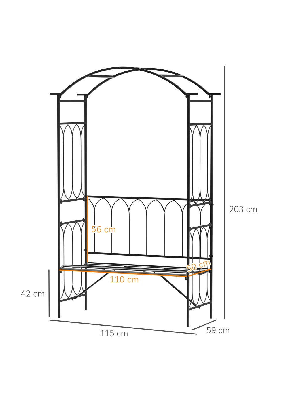 Outsunny Arbour Garden Bench Rose Trellis Arbour Pergola - No Size Image 3