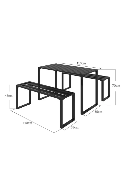 Outsunny 3Pcs Outdoor Dining Set Metal Beer Table Bench Patio Garden Yard - One Size Image 3