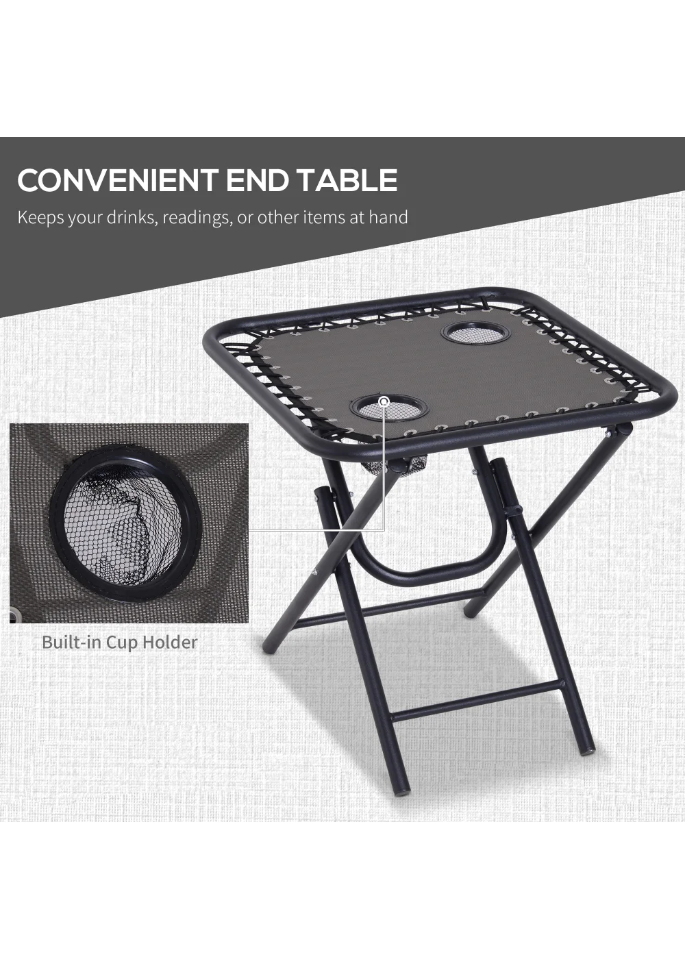 Outsunny 3 PCs Sun Lounger Table & Chairs Set with Cup Holders - No Size Image 5
