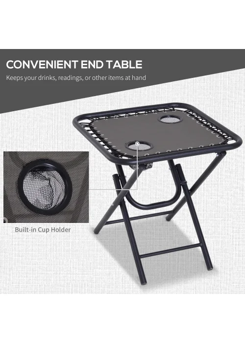 Outsunny 3 PCs Sun Lounger Table & Chairs Set with Cup Holders - No Size Image 5