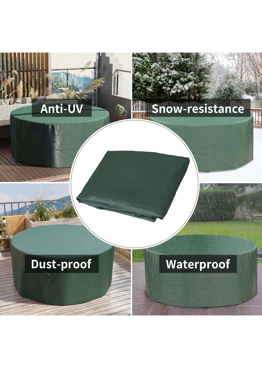 Outsunny Round Outdoor Furniture Set Cover (193cm x 80cm) - No Size Image 4