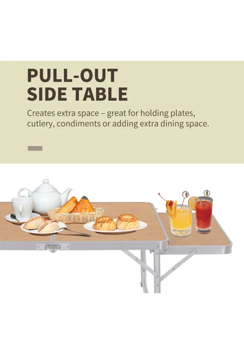 Outsunny Portable Aluminium Picnic Table with Side Desktop (90x70cm) - No Size Image 5