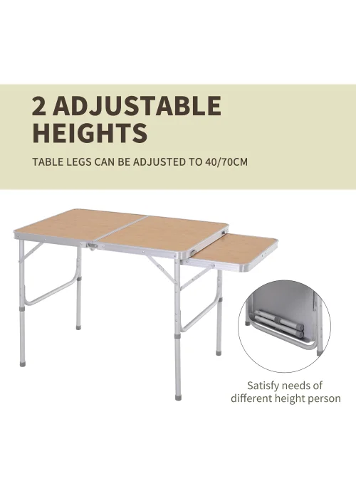 Outsunny Portable Aluminium Picnic Table with Side Desktop (90x70cm) - No Size Image 4