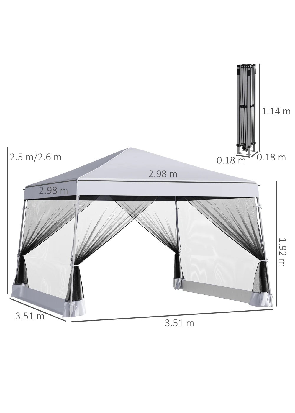 Outsunny Garden Pop Up Gazebo with Mosquito Net (2.6m x 3.6m) - One Size Image 3