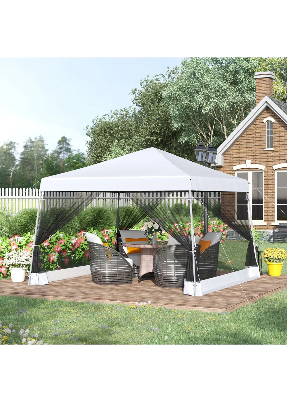 Outsunny Garden Pop Up Gazebo with Mosquito Net (2.6m x 3.6m) - One Size Image 1