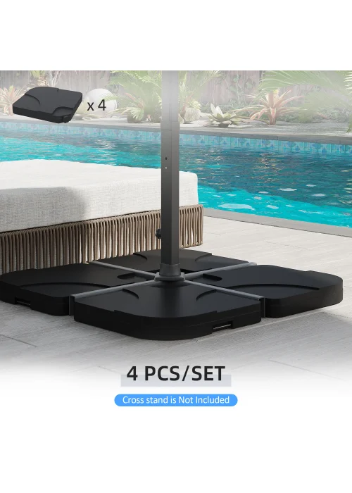 Outsunny 4 PCs Cantilever Parasol Weights Water & Sand Filled (15L) - No Size Image 4