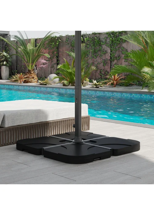Outsunny 4 PCs Cantilever Parasol Weights Water & Sand Filled (15L) - No Size Image 1