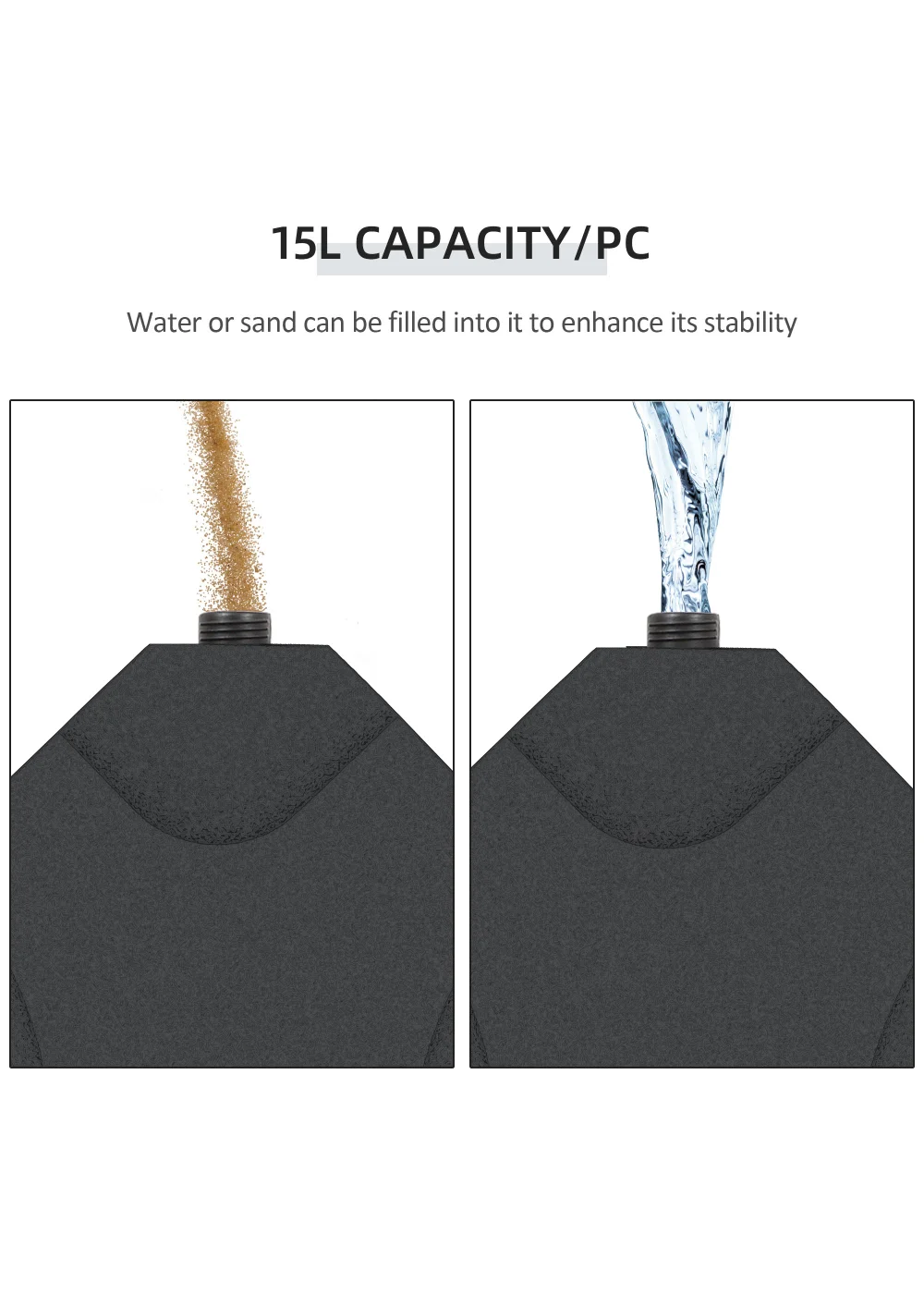 Outsunny 4 PCs Cantilever Parasol Weights Water & Sand Filled (15L) - No Size Image 5