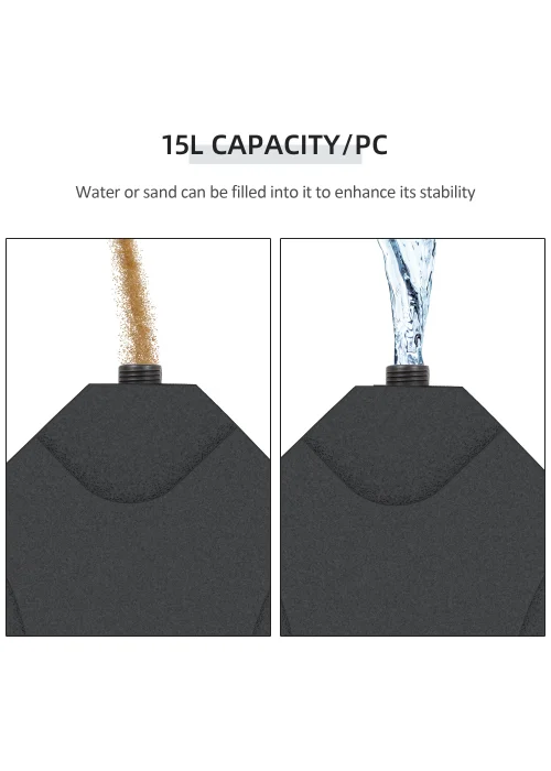 Outsunny 4 PCs Cantilever Parasol Weights Water & Sand Filled (15L) - No Size Image 5
