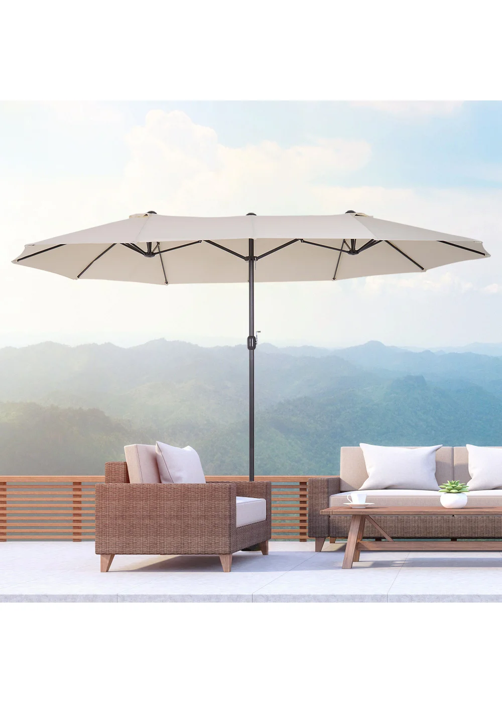 Outsunny Double-Sided Garden Parasol (4.6m) - NO BASE - No Size Image 1