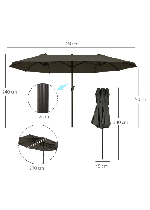 Outsunny Double-Sided Garden Parasol (4.6m) - NO BASE - No Size Image 3