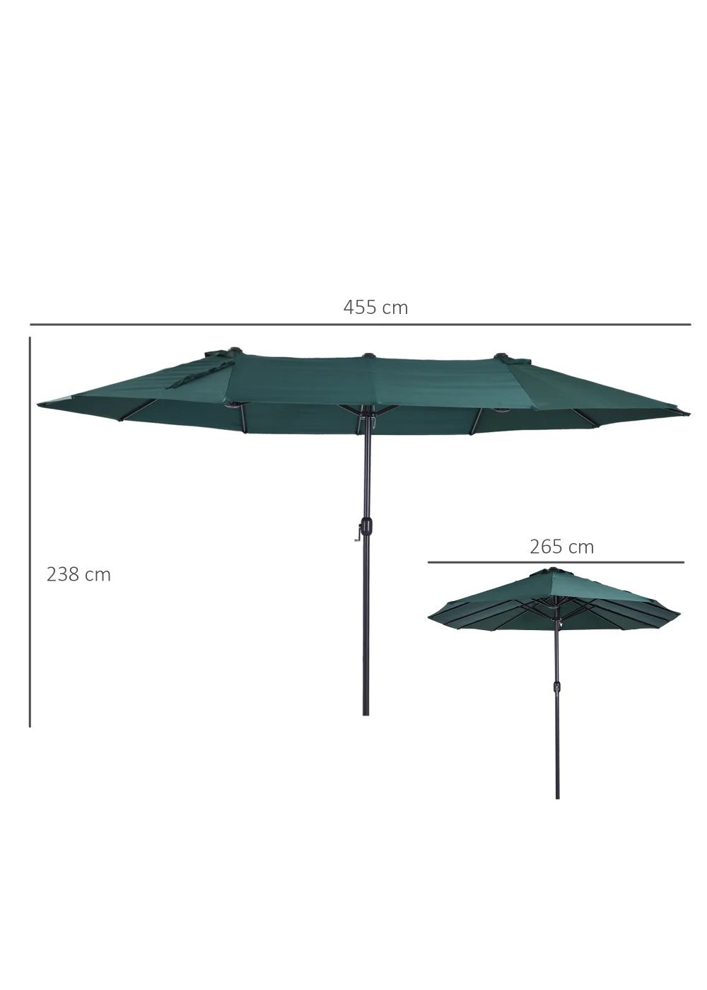 Outsunny Double-Sided Garden Parasol (4.6m) - NO BASE - No Size Image 3