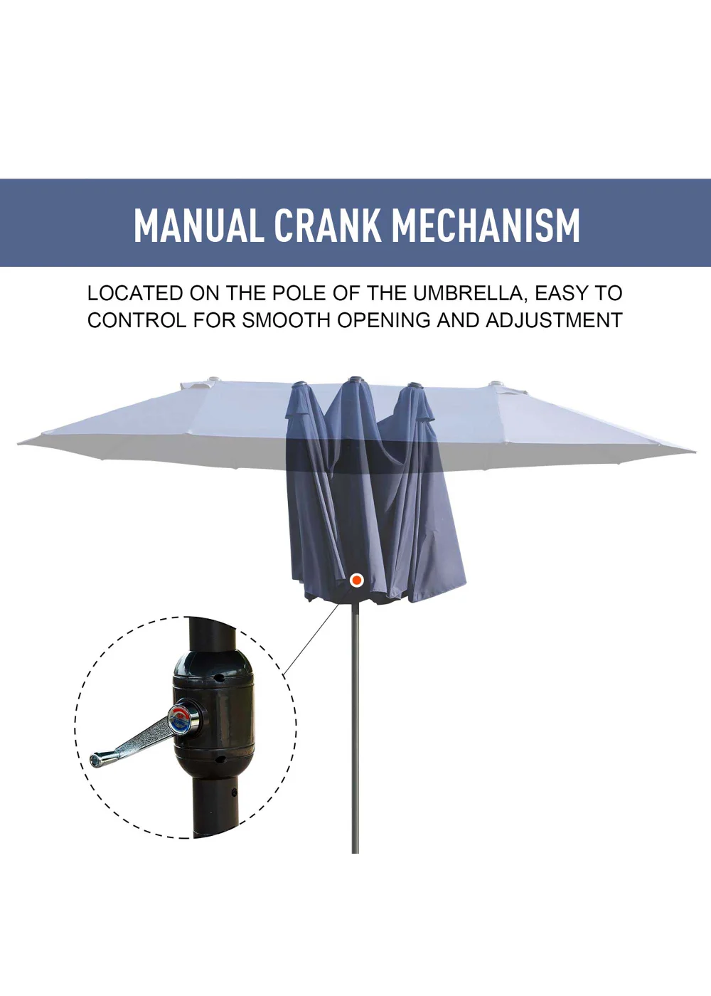 Outsunny Double-Sided Garden Parasol (4.6m) - NO BASE - No Size Image 5