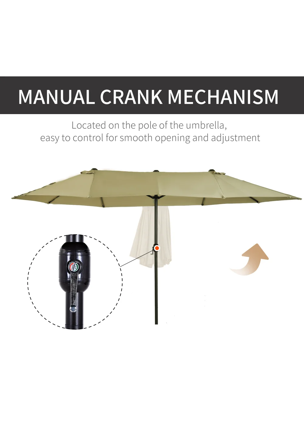 Outsunny Double-Sided Garden Parasol (4.6m) - NO BASE - No Size Image 5