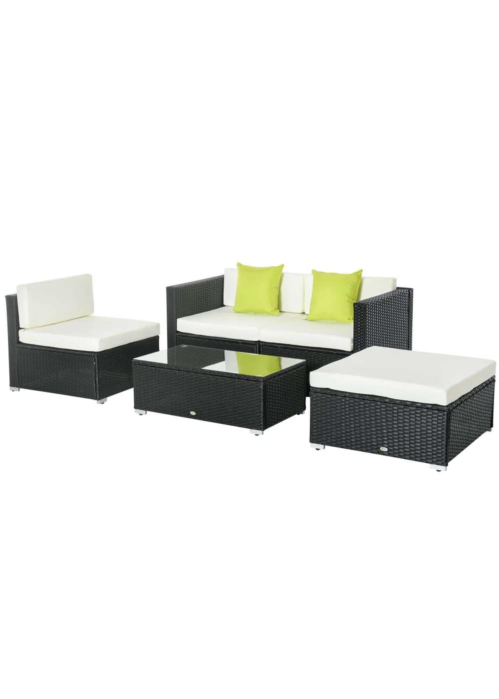 Outsunny 5 Pieces PE Rattan Garden Furniture Set with Cushions, Outdoor Corner Sofa - No Size Image 2