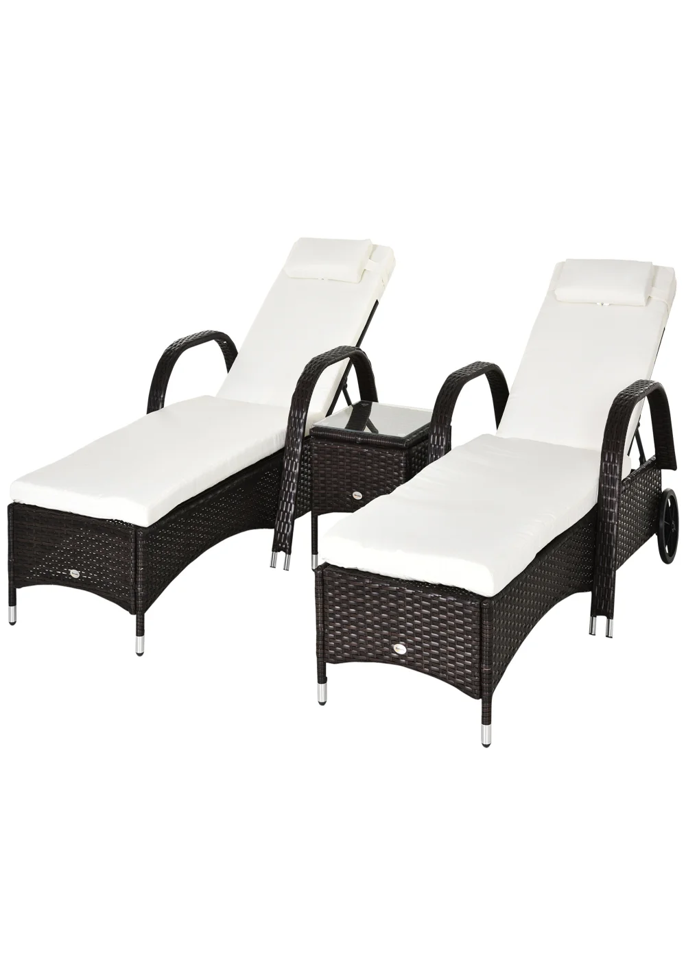 Outsunny 3 Pieces PE Rattan Patio Lounge Chair Set - No Size Image 2