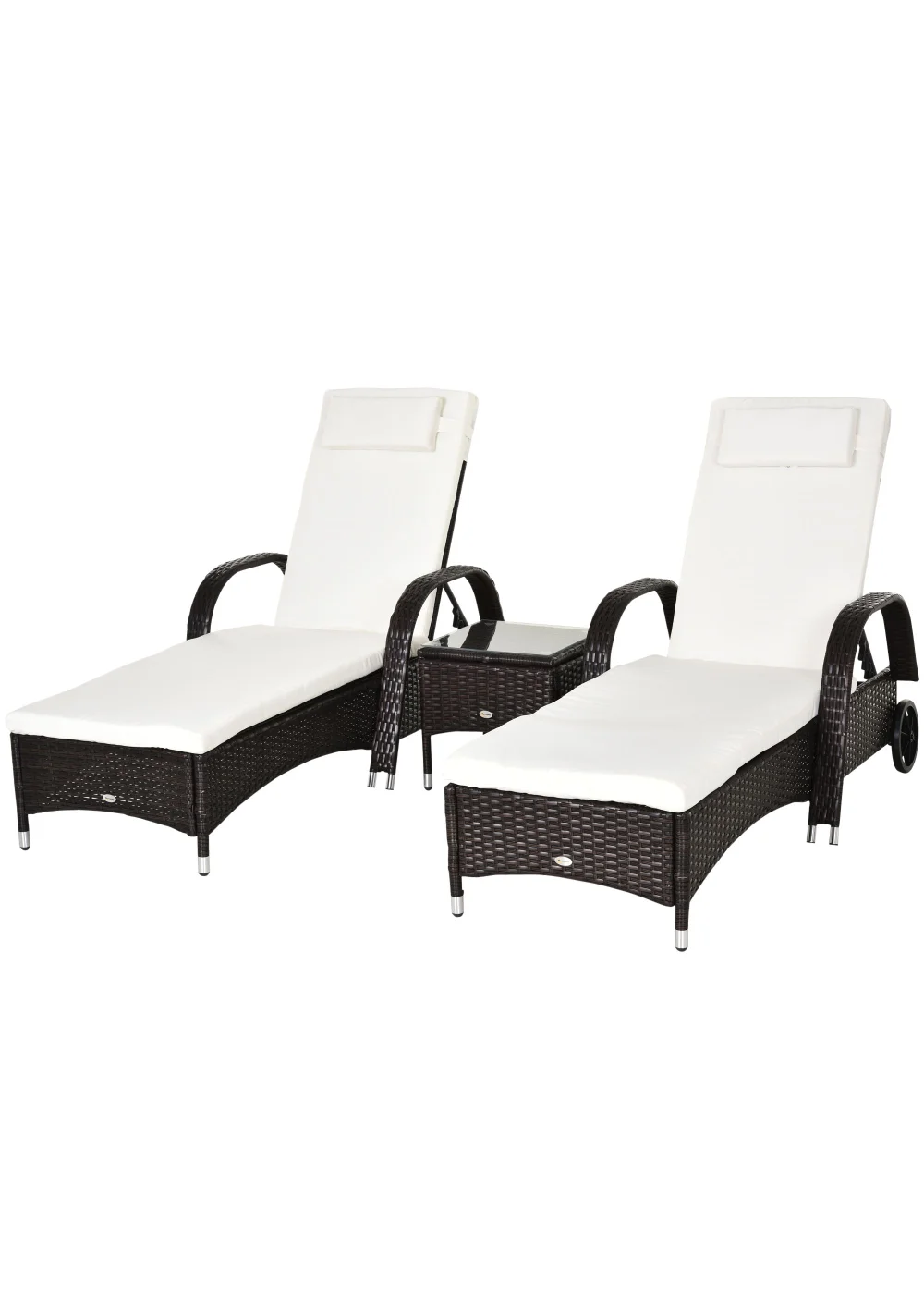 Outsunny 3 Pieces PE Rattan Patio Lounge Chair Set - No Size Image 1