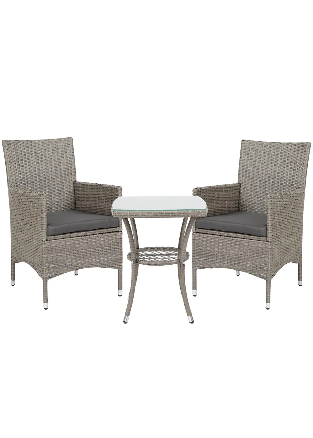 Outsunny Rattan Bistro Set Garden Chair Table Patio Outdoor Light Grey - One Size Image 2