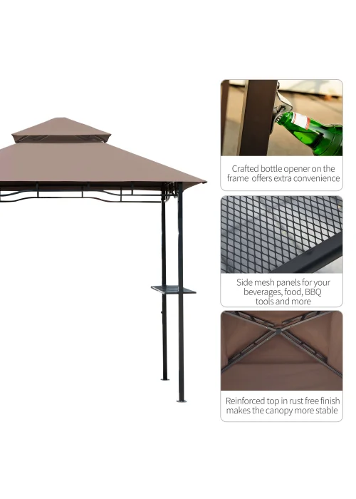 Outsunny 8ft 2 Tier BBQ Grill Gazebo (245cm x 150cm x 255cm) - No Size Image 5