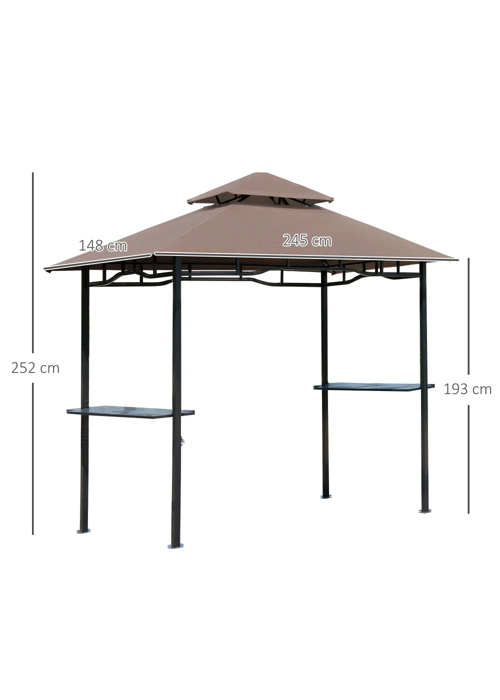 Outsunny 8ft 2 Tier BBQ Grill Gazebo (245cm x 150cm x 255cm) - No Size Image 3
