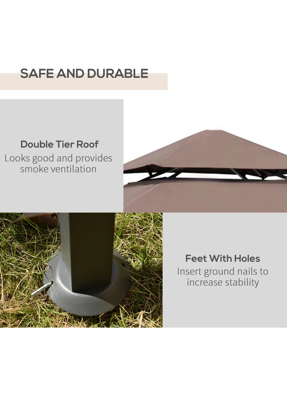 Outsunny 8ft 2 Tier BBQ Grill Gazebo (245cm x 150cm x 255cm) - No Size Image 4