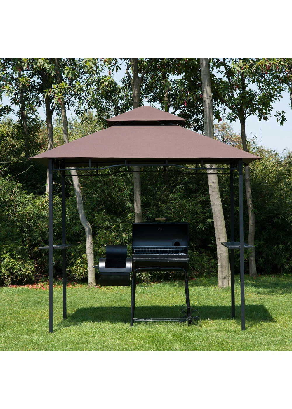 Outsunny 8ft 2 Tier BBQ Grill Gazebo (245cm x 150cm x 255cm) - No Size Image 1