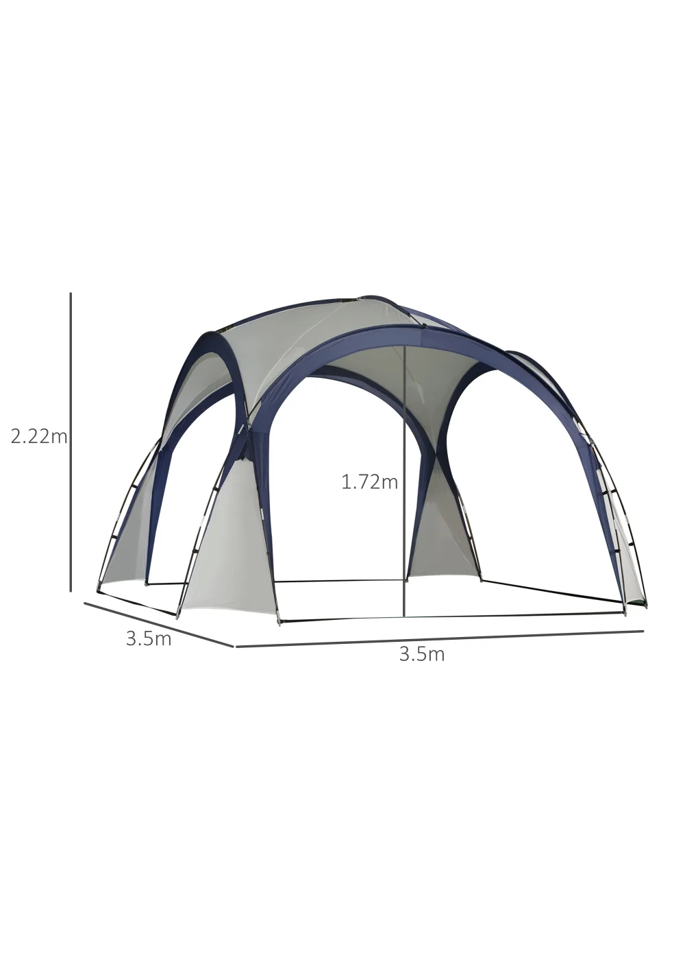 Outsunny Camping Gazebo Dome Tent (3.5 x 3.5M) - One Size Image 3