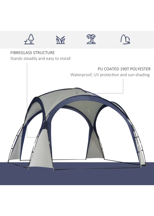 Outsunny Camping Gazebo Dome Tent (3.5 x 3.5M) - One Size Image 4