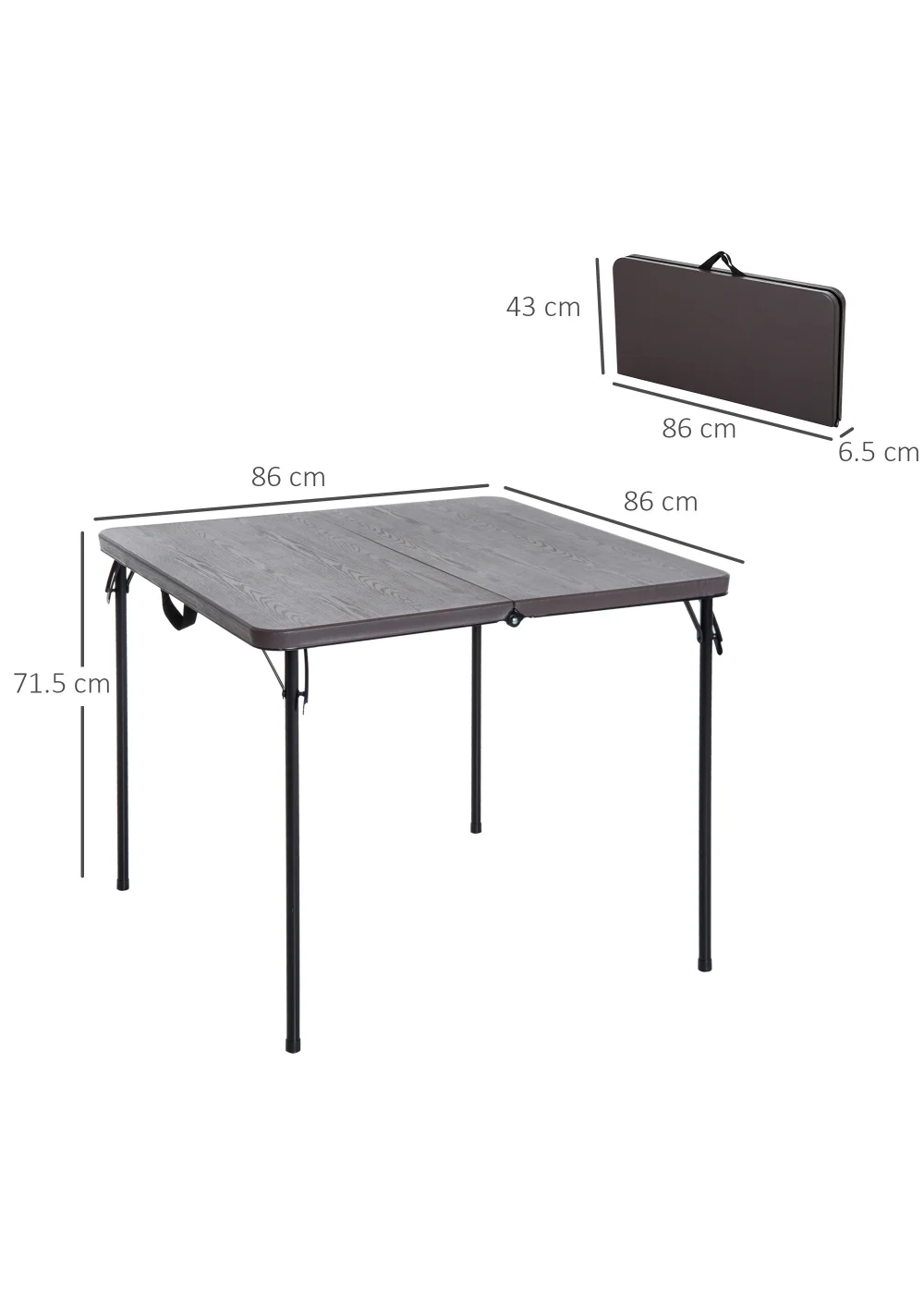 Outsunny Square Folding Picnic Table (86cm x 86cm) - One Size Image 3