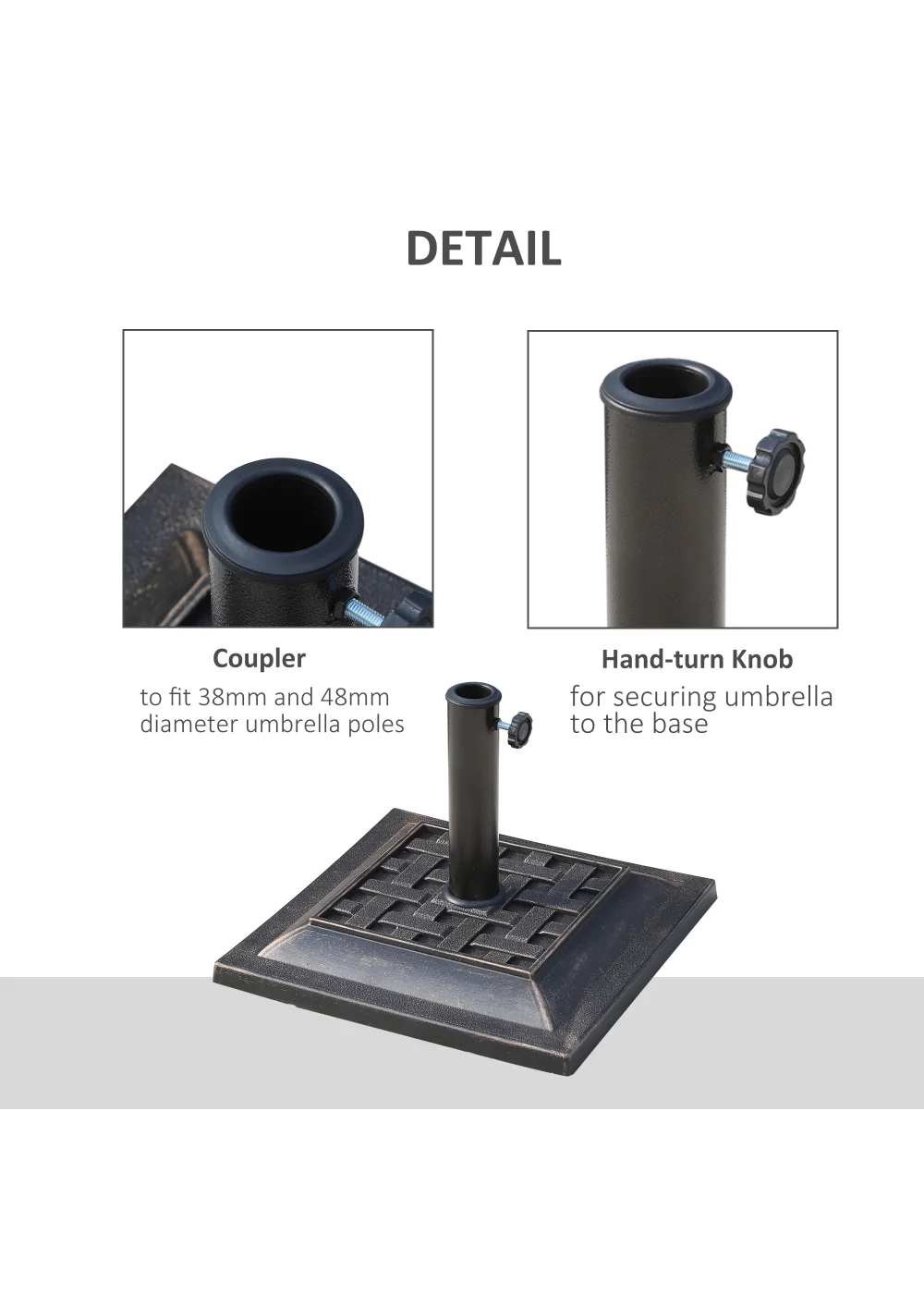 Outsunny Resin Garden Square Umbrella Base (9kg) - No Size Image 5