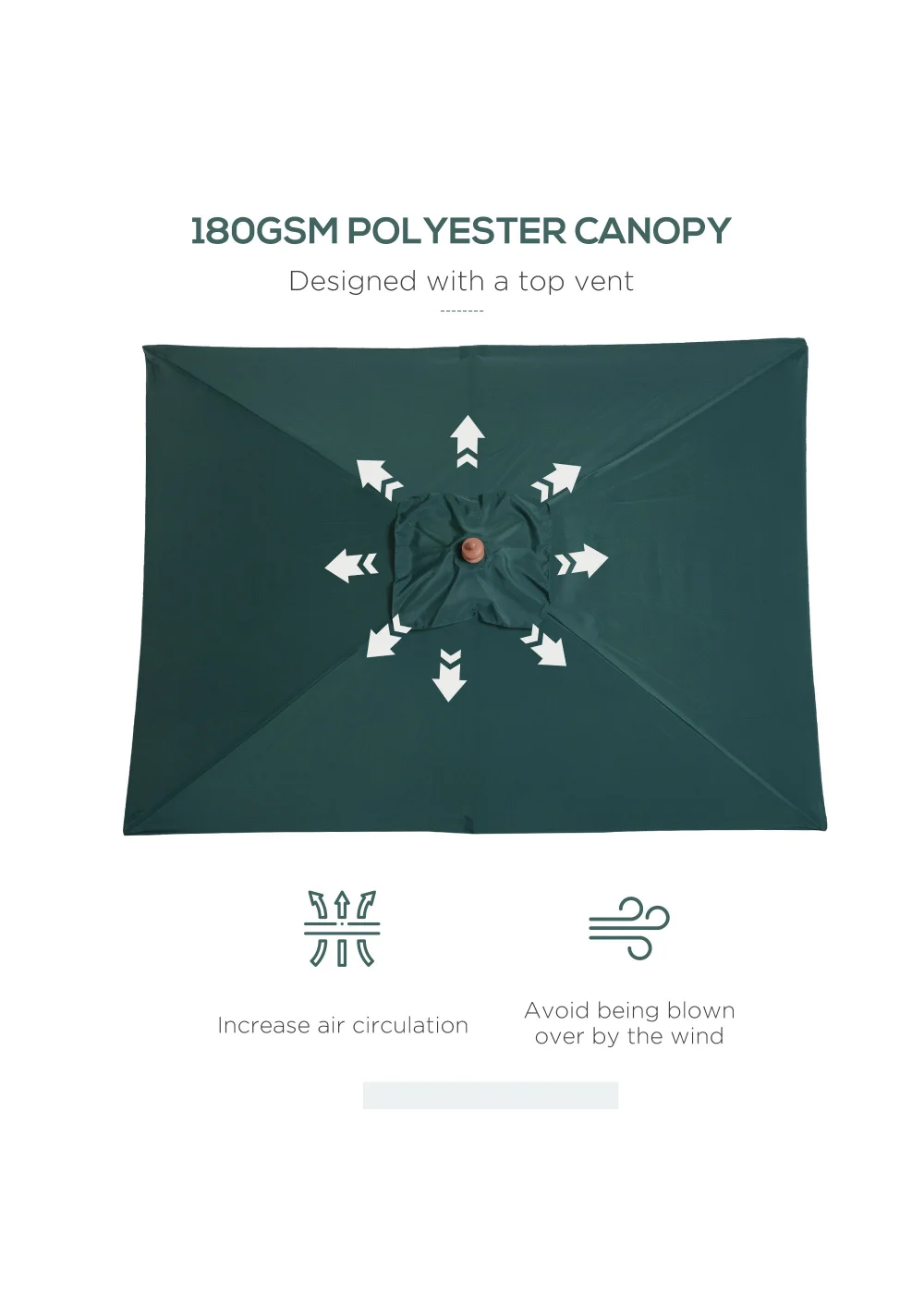 Outsunny Green Tilting Sun Parasol (200cm x 150cm x 230cm) - No Size Image 5