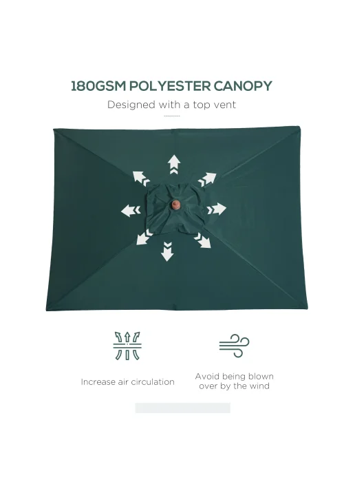 Outsunny Green Tilting Sun Parasol (200cm x 150cm x 230cm) - No Size Image 5